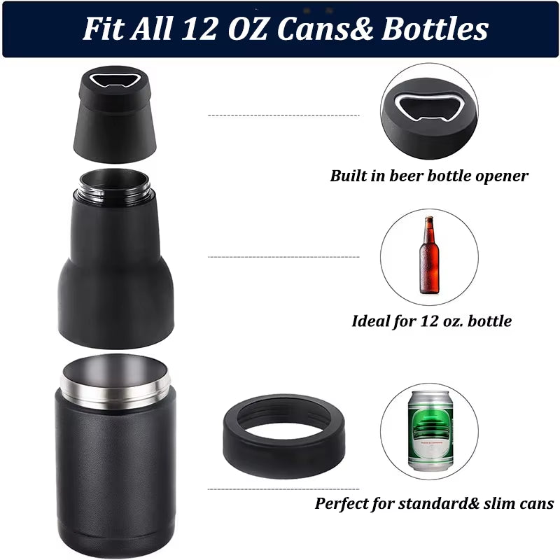12Oz Stainless Steel Beer Cold Storage Tank with Opener Double Wall Vacuum Insulated Thermos Bottle for Drink Can Mug Cool Cold