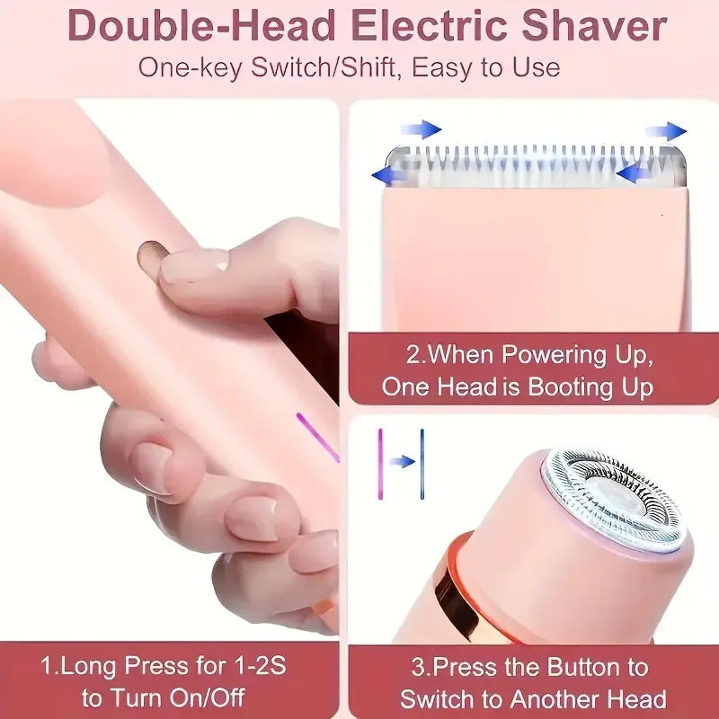 2-In-1 Dual Head Women'S Electric Shaver, Women'S Electric Hair Clipper, Women'S Electric Bikini Trimmer